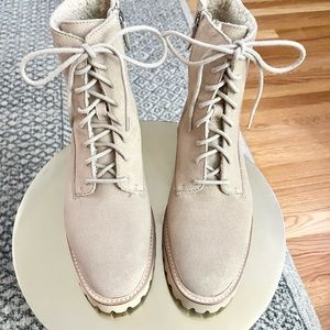 Women’s Banana Republic Leather Suede Combat Boot - Bone Size 8.5